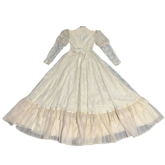 Vintage Gunne Sax Romantic Renaissance Style Lace Wedding Dress Size 5 - Picture 4 of 15
